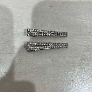 Silver and Crystal Hair Clips